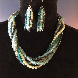 Lia Sophia beaded necklace and matching earrings